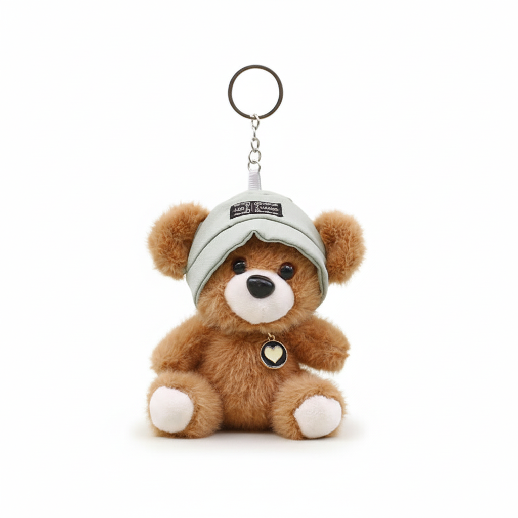 Custom Logo Plush Teddy Bear Keychain with Cartoon Hat