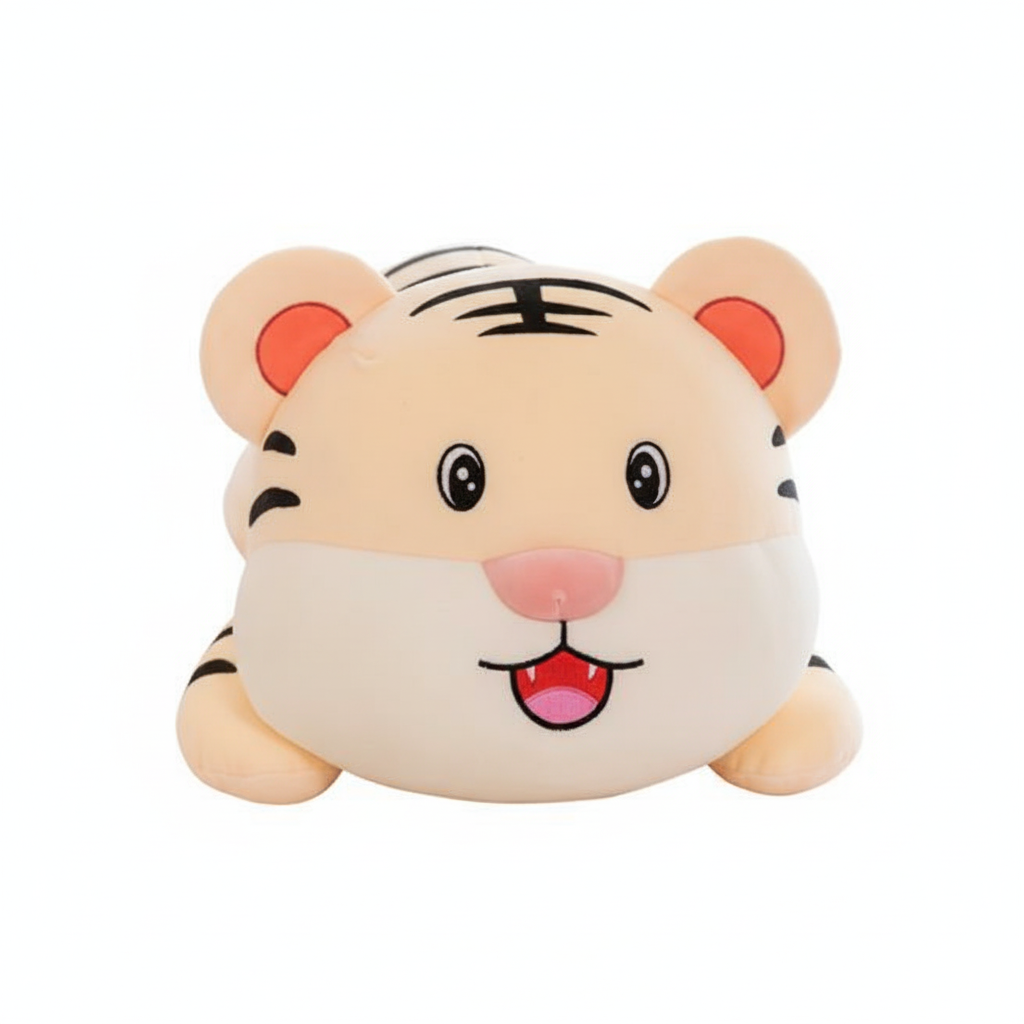Plush toy with a tiger design on a white background